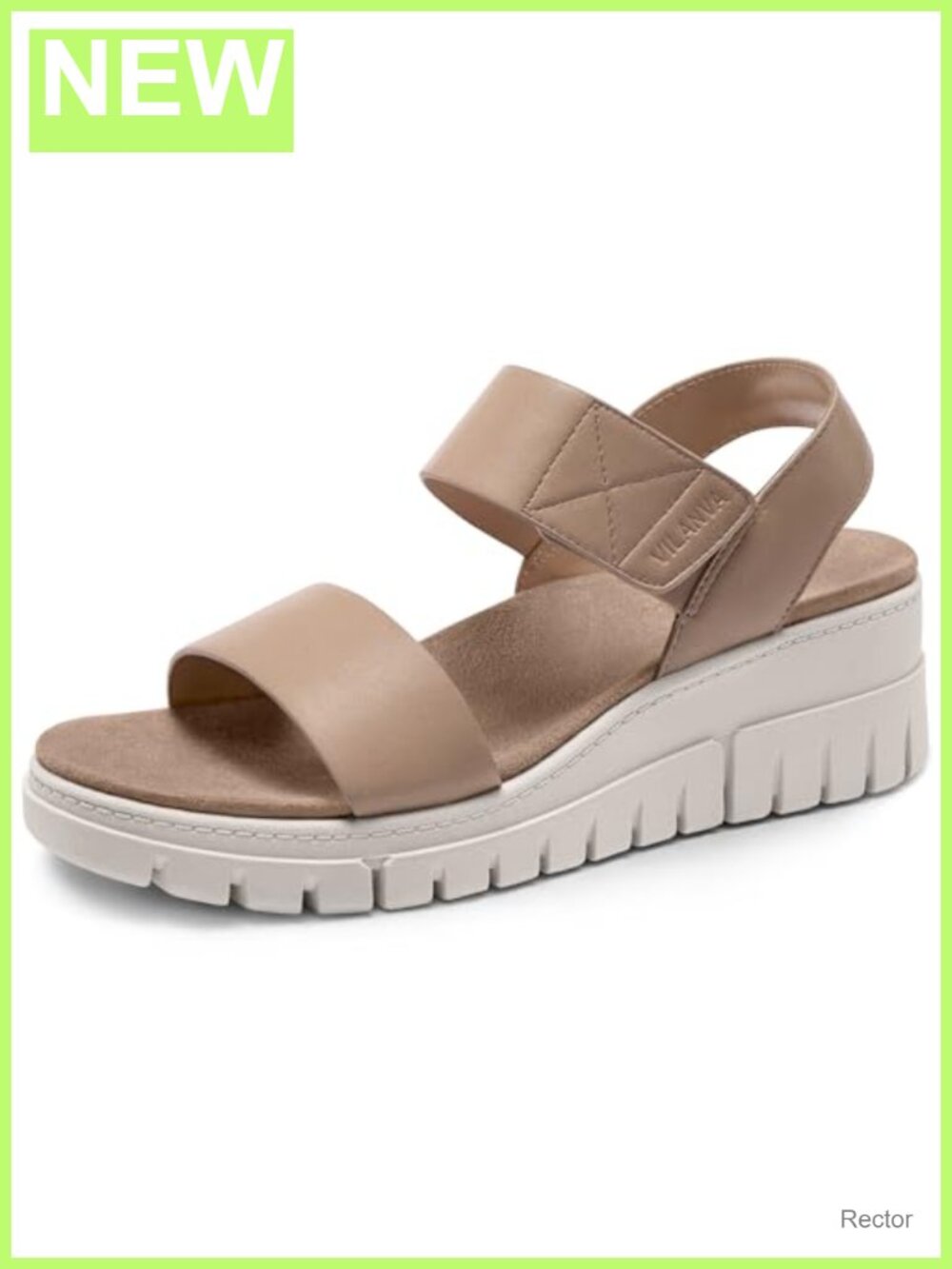 Women's Platform Wedge Sandals PU Upper Arch Support Hook & Loop Comfort